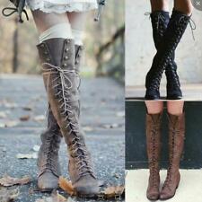 Botas longas femininas motocicleta com cadarço altura do joelho rebite combate sapatos de equitação tamanho comprar usado  Enviando para Brazil