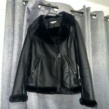 Black leather fur for sale  OLDHAM