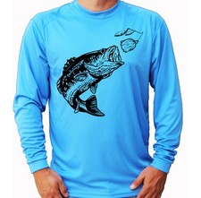 Gancho de robalo pesca peixe manga longa UPF 30 T-Shirt barco de praia esporte proteção UV comprar usado  Enviando para Brazil
