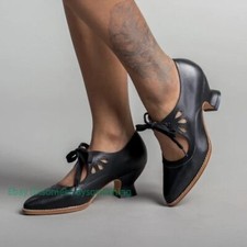 Sapatos sociais femininos com cadarço salto baixo Mary Jane Shoes Pump plus size comprar usado  Enviando para Brazil