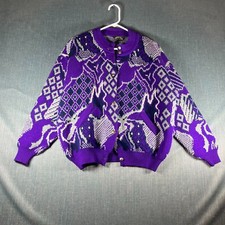 Cardigã feminino Santa Ines roxo branco estampado manga longa malha tamanho 2XL, usado comprar usado  Enviando para Brazil