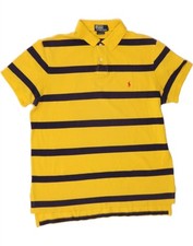 Camisa polo masculina POLO RALPH LAUREN ajuste personalizado XL algodão listrado amarelo BD03 comprar usado  Enviando para Brazil