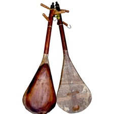 Instrumento auténtico pieza de decoración tradicional Lutar grande de 4 cuerdas estilo antiguo segunda mano  Embacar hacia Mexico