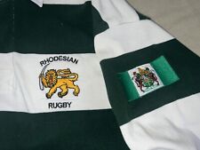 Camiseta de Rugby Rodesia XL Rayas Verdes y Blancas Manga Larga con Bandera Bordada segunda mano  Embacar hacia Argentina