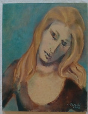 Cesare Pezzali Dipinto Ritratto di donna 1968 Quadro Olio su tela 45x35 cm usato  Roma