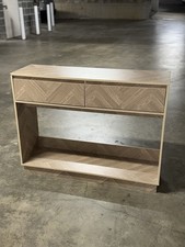 Mesa console Chevron moderna de carvalho claro com 2 gavetas e prateleira inferior, usado comprar usado  Enviando para Brazil