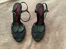 Black diamante sandals for sale  KIDLINGTON