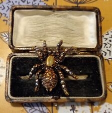 Broche araña estilo vintage cristal estrás opalescente beige cuerpo brillante segunda mano  Embacar hacia Mexico
