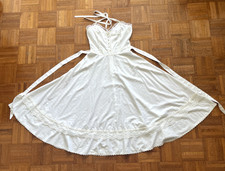 Vestido Halter Vintage Anos 70 Gunne Sax Branco Transparente Estampa de Tulipa Tamanho 9 PLS LER comprar usado  Enviando para Brazil