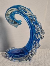 Estatueta Beachcombers Blue Rip Curl Wave vidro arte exibição 7,5 pol. Vidro fundido comprar usado  Enviando para Brazil