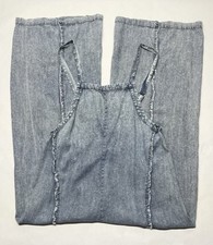 Macacão jeans azul lavagem mineral jeans perna larga desgastado ajuste solto tamanho M boho grunge comprar usado  Enviando para Brazil