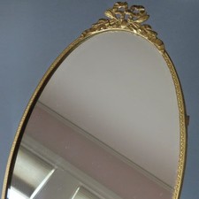Antiga bandeja oval dourada Ormolu 12" espelhada vaidade ou perfume * alças de arco comprar usado  Enviando para Brazil