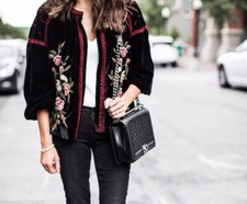 RZADKA AKSAMITNA KURTKA ZARA HAFTOWANA KOSZULA KIMONO KURTKA ROZMIAR MEDIUM M NOWA na sprzedaż  PL