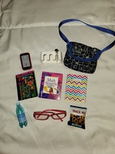 LOTE DE ACESSÓRIOS ESCOLARES AMERICAN GIRL, BOLSA DE LIVROS, PLANEJADOR, NOTEBOOK, TELEFONE, LANCHES comprar usado  Enviando para Brazil