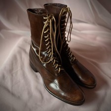 Botas eduardianas antigas de couro marrom da década de 1910  comprar usado  Enviando para Brazil