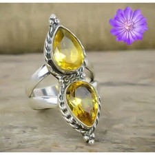 Usado, Anel de prata esterlina 925 com pedra preciosa citrina amarela feito à mão anel de joia presente comprar usado  Enviando para Brazil