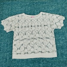 Pulôver de crochê Lilly Pulitzer branco palmeira manga curta tamanho XL top comprar usado  Enviando para Brazil