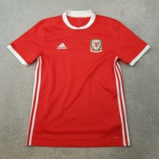 Adidas Wales Koszulka piłkarska Small Red Home 2018/19 Męska Cymru Piłka nożna FAW Dragon na sprzedaż  Wysyłka do Poland