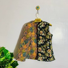 Jaqueta acolchoada reversível, jaqueta curta de algodão sem mangas, jaqueta feita à mão comprar usado  Enviando para Brazil
