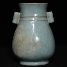 Vaso orelha dupla rachadura gelo esmalte ciano porcelana dinastia Song antiga 5,8" comprar usado  Enviando para Brazil