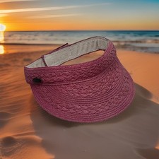 Viseira de palha ajustável praia vintage CAPPELLI Straw World feminina cor coral 3,5" comprar usado  Enviando para Brazil