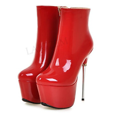 Botas femininas de tornozelo impermeáveis de metal salto agulha com zíper botas brilhantes sapatos 33-43 comprar usado  Enviando para Brazil