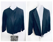 Blazer Piazza Sempione 6 Negro Algodón Cuello Mandarín Recortado IT 42 $690, usado segunda mano  Embacar hacia Argentina