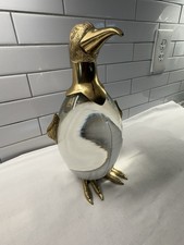 Vintage Pinguim Italiano Pesado Latão e Bolhas de Vidro Transparente 10” de Altura 8,75 lb comprar usado  Enviando para Brazil