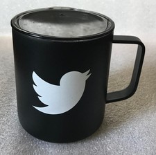 Caneca preta TWITTER aço inoxidável com tampa comprar usado  Enviando para Brazil
