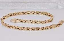 Usado, Pulseira feminina de ouro amarelo 9 quilates e prata com elos bizantinos quadrados sólidos 7,5 polegadas comprar usado  Enviando para Brazil