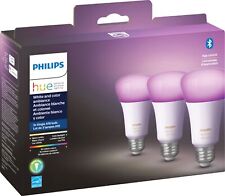 Philips Hue Blanco y Color Ambiente A19 Bluetooth LED Bombillas Inteligentes (Paquete de 3) segunda mano  Embacar hacia Mexico