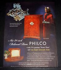 1952 ANÚNCIO IMPRESSO DE REVISTA ANTIGA, NOVA TELEVISÃO PHILCO, CHASIS DE FEIXE BALANCEADO DE 21 POLEGADAS! comprar usado  Enviando para Brazil