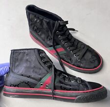 Tênis Gucci Tennis 1977 preto logotipo GG cano alto tamanho 8+ 8.5 fora da grade comprar usado  Enviando para Brazil