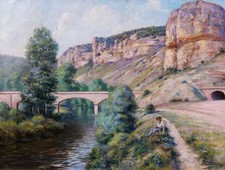 Quadro Antico Paesaggio Borgogna Yonne Gaudibert Impressionismo Arcy-Sur-Cure comprar usado  Enviando para Brazil