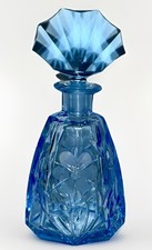 Frasco de perfume de cristal corte azul art déco com rolha Czhechoslováquia vintage comprar usado  Enviando para Brazil