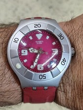 Relógio SWATCH Irony Scuba 200 alumínio mostrador vermelho AG 2002 funcionando comprar usado  Enviando para Brazil