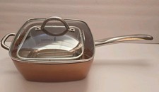 Frigideira quadrada profunda Copper Chef 9,5 pol x 3,75 pol com tampa e cesta de fritadeira comprar usado  Enviando para Brazil