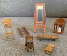 Banco de telefone vintage miniatura decoração móveis de madeira para casa de bonecas espelho FRETE GRÁTIS, usado comprar usado  Enviando para Brazil