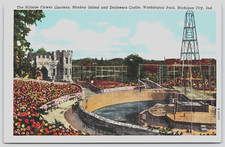 Cartão postal 1920 Hillside Flower Gardens Monkey Island Michigan City Indiana WB B31 comprar usado  Enviando para Brazil