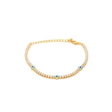 Pulseira de tênis de prata com corrente de olho mau grega de zircônia. Ouro de prata esterlina 925. comprar usado  Enviando para Brazil