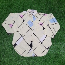 Camisa feminina vintage anos 90 abstrata botão grande 21x27 feita na União EUA algodão folgada comprar usado  Enviando para Brazil