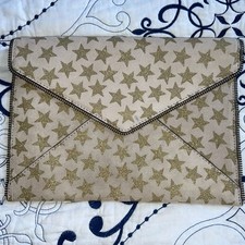 Bolsa carteira Rebecca Minkoff couro bege com envelope dourado  comprar usado  Enviando para Brazil