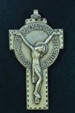Súper Modernista Religioso Cruz Pectoral Crucifijo De Bronce Plateado Firmado, usado comprar usado  Enviando para Brazil