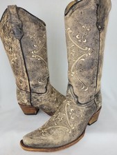 Botas Corral Circle G Femininas L5048 Preto Crackle/Bone Bordado Biqueira Tamanho 7.5 comprar usado  Enviando para Brazil