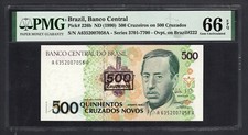 Brasil 500 Cruzeiros em 500 Cruzados ND(1990) P226b não circulado grau 66 comprar usado  Enviando para Brazil