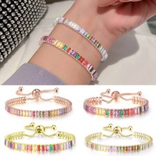 Pulsera Cadenas Ajustables Cristal Circón Color Mujeres Boda Joyería Regalos segunda mano  Embacar hacia Mexico