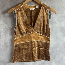 Blusa pinguim vintage original marrom branca bolinhas seda retrô sem mangas tamanho 2 comprar usado  Enviando para Brazil