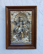 Inspiradoramente Linda Placa de Metal Repousse de Nossa Senhora do Monte. Carmel década de 1940 comprar usado  Enviando para Brazil