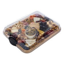 Placa de pastagem de bambu Faberware Build-a-Board com tampa de bloqueio transparente, 28 x 35,5 cm, usado comprar usado  Enviando para Brazil
