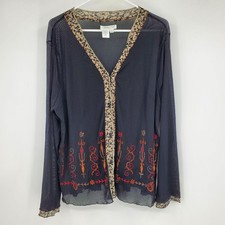 Usado, Camisa Coldwater Creek preta transparente com miçangas outono férias botão para cima tamanho 2X comprar usado Usado, Camisa Coldwater Creek preta transparente com miçangas outono férias botão para cima tamanho 2X comprar usado  Enviando para Brazil